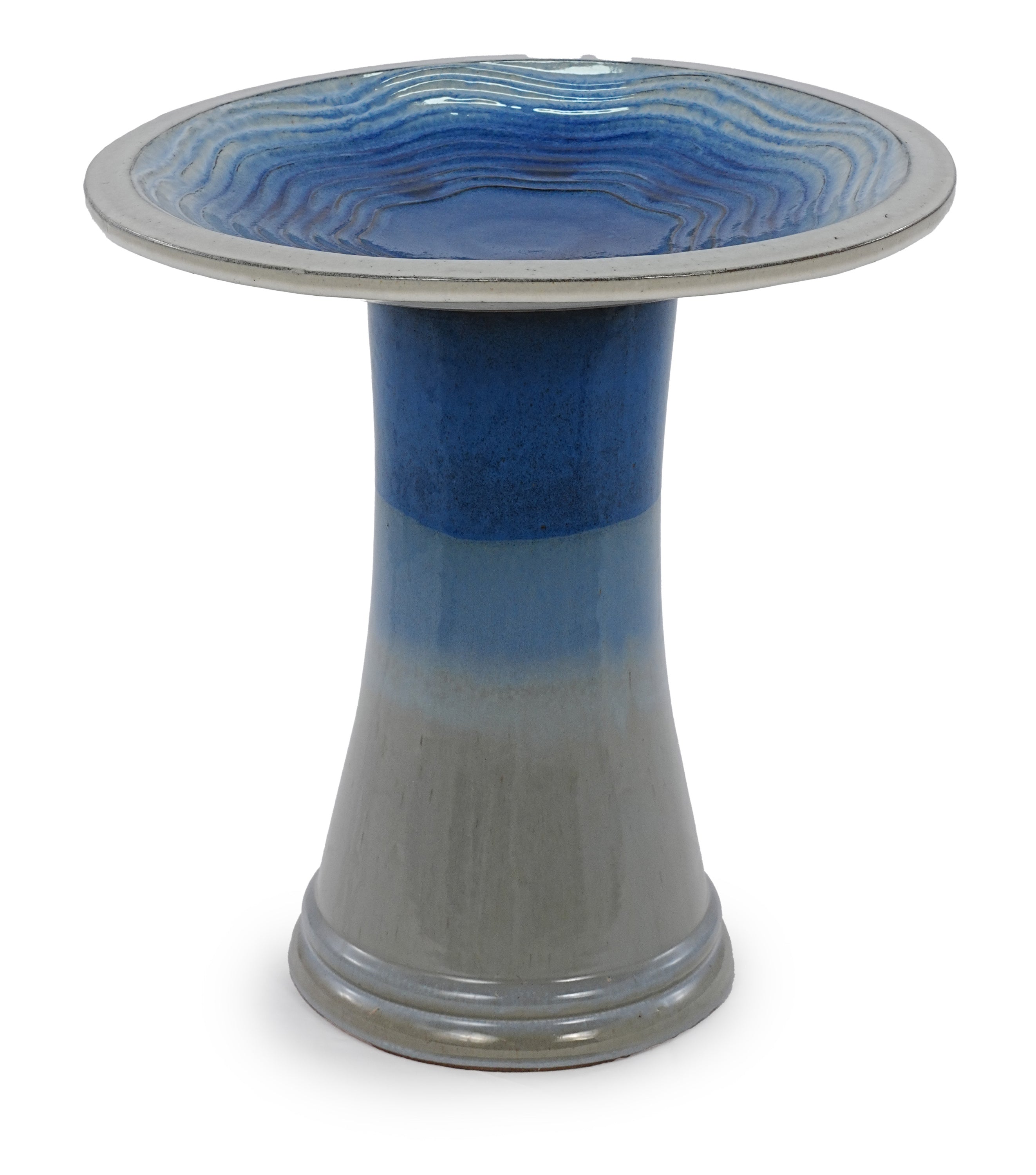17'' Blue Ombre Ceramic Bird Bath