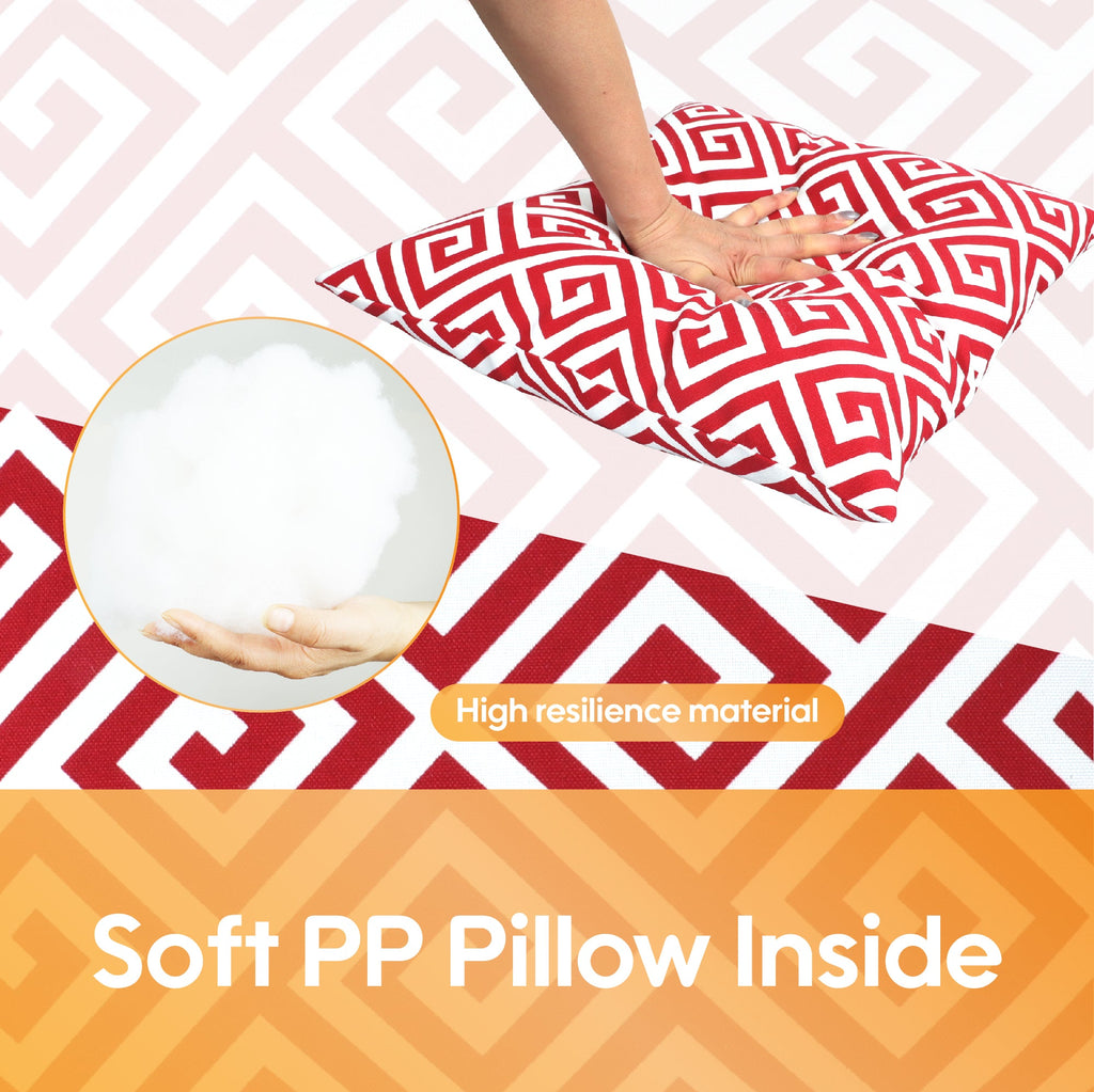 Red & White Geo Outdoor Square Pillows, Set of 2