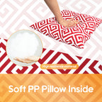 Red & White Geo Outdoor Square Pillows, Set of 2