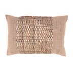 Earthy Jute Banded Outdoor Polyester Filled Throw Pillow