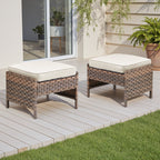 Marlowe Wicker Outdoor Ottomans, Set of 2