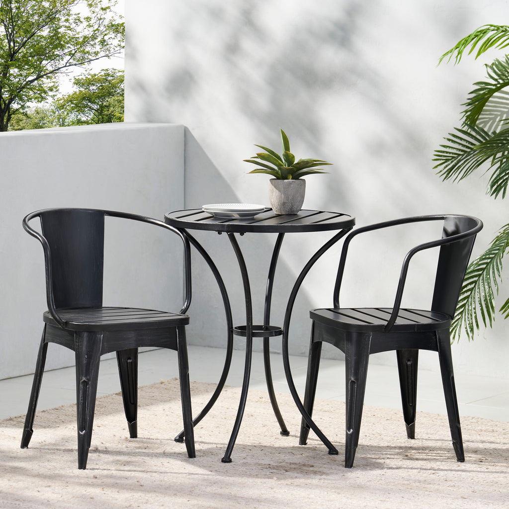 Colman 3-Piece Iron Bistro Set with Table and 2 Chairs