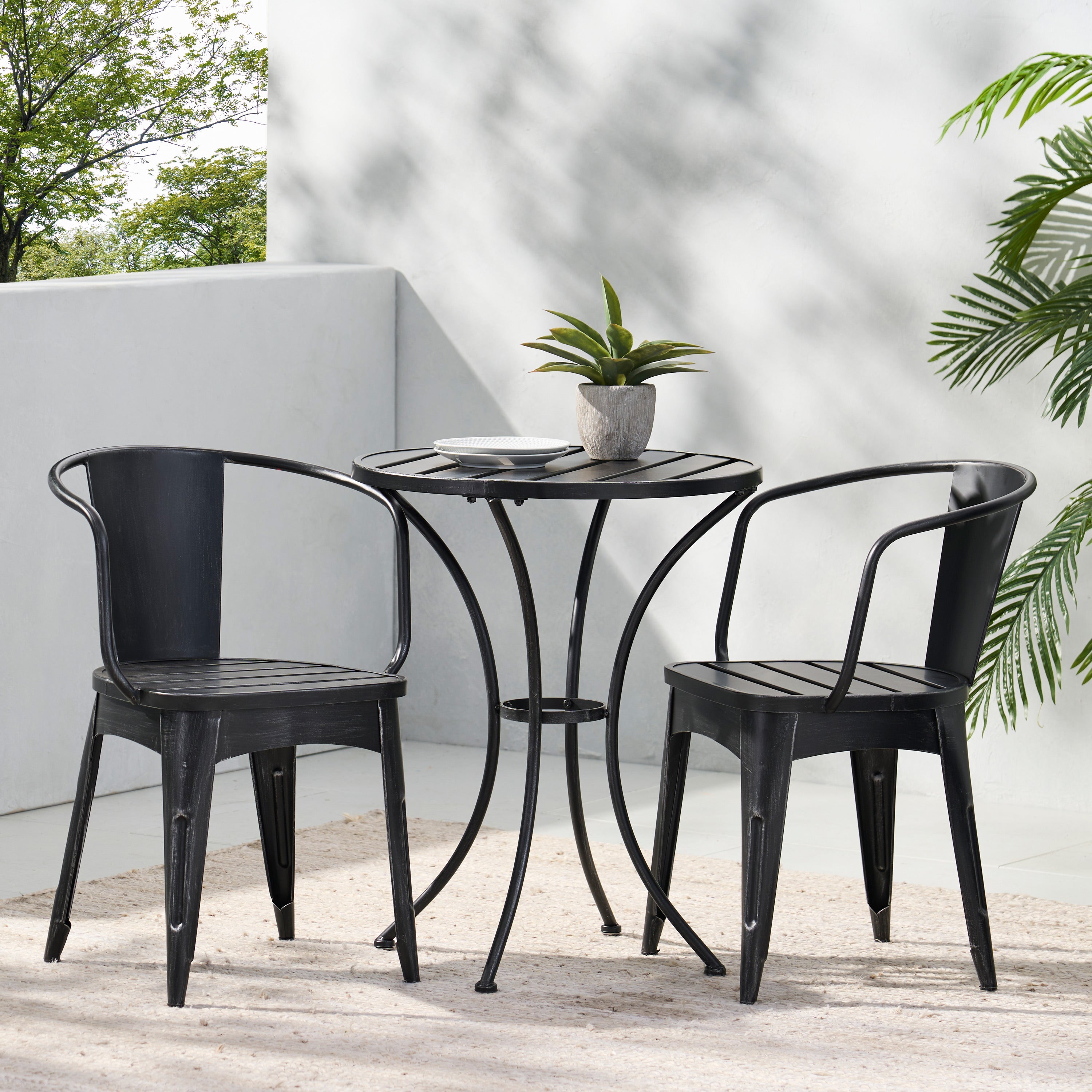Colman 3-Piece Iron Bistro Set with Table and 2 Chairs