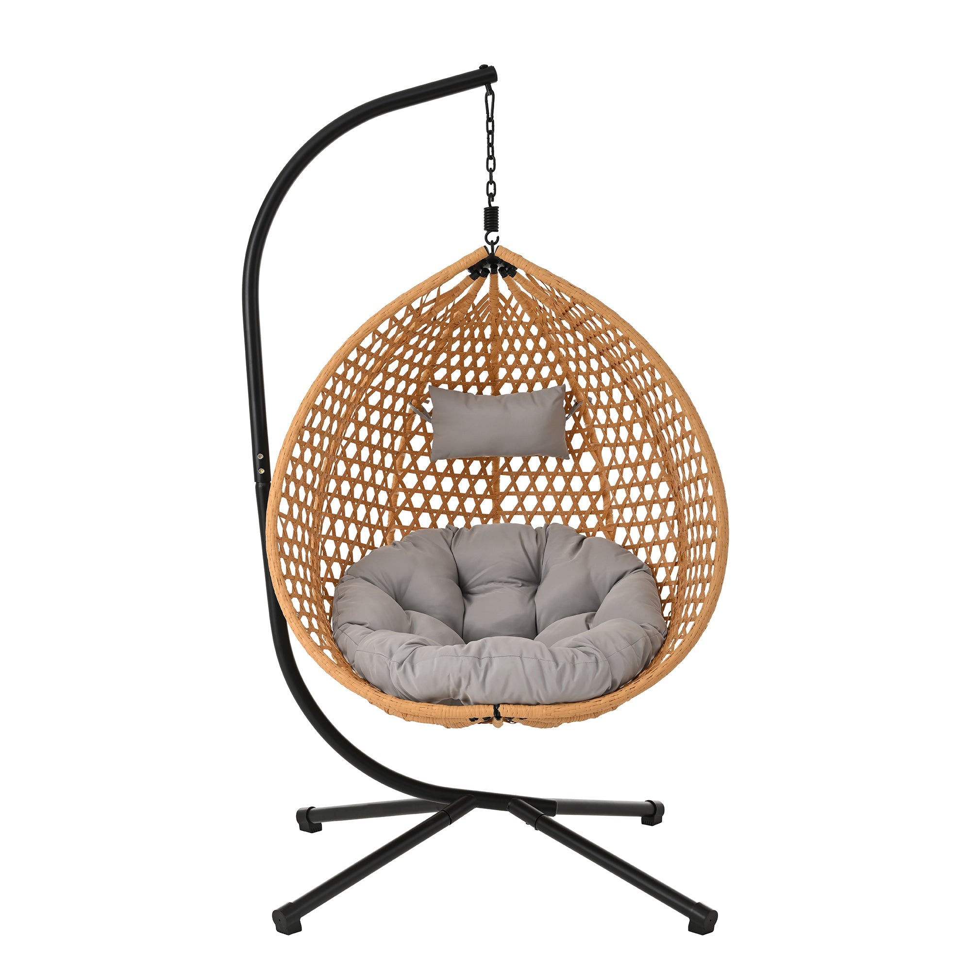 Hanging Swinging Egg Chair with Rattan Weaving, Base Included