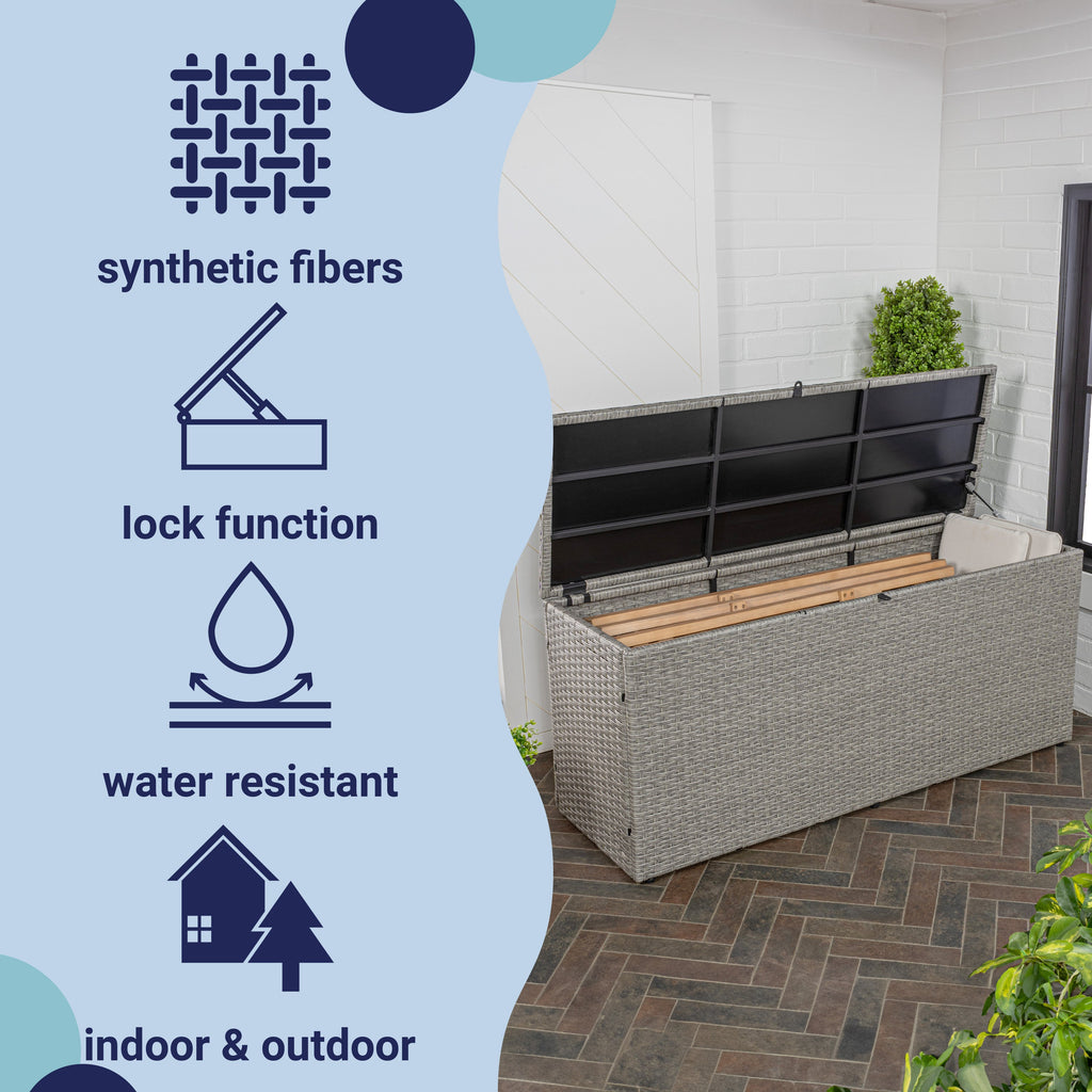 Nino Modern Minimalist Outdoor Faux Wicker Deck and Patio Storage Box