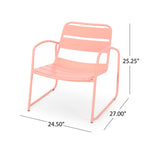 Outdoor Iron Chair with Open Slat Design and Curved Arms, Set of 2