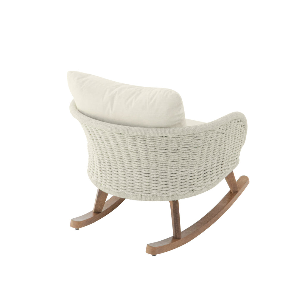 Contemporary Minimalist Wicker Rocking Chair with Cushions