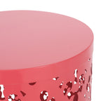 Spherical Outdoor Cylindrical End Table with Iron Cut Design