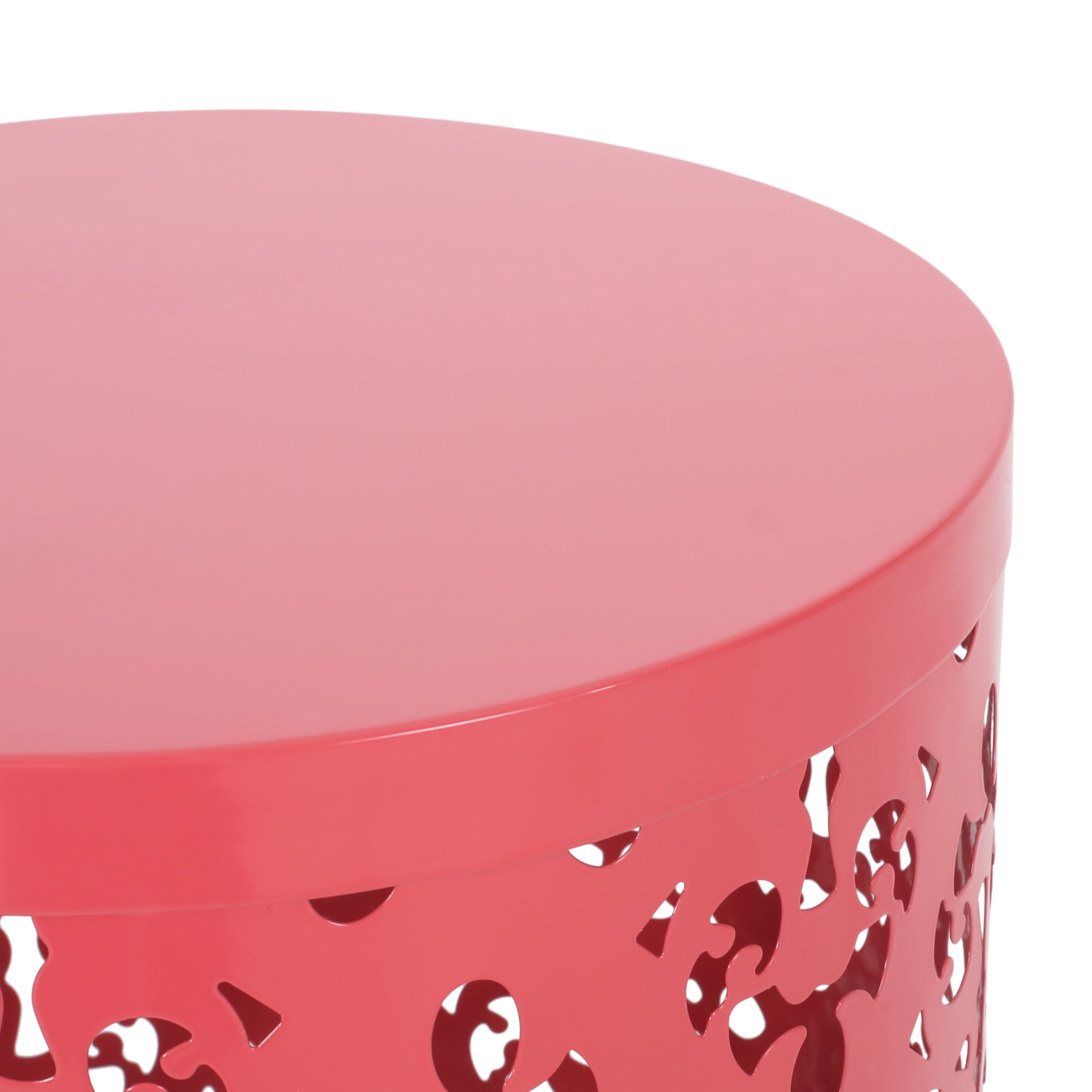 Spherical Outdoor Cylindrical End Table with Iron Cut Design