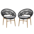 Cyril Outdoor Wicker Papasan Style Dining Chair, Set of 2