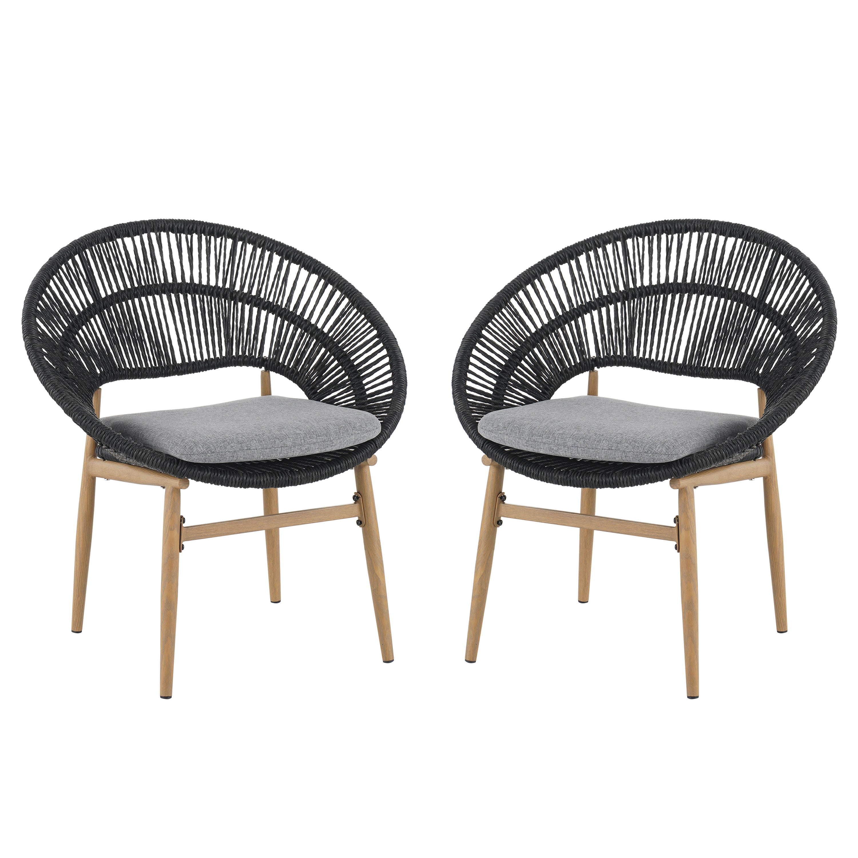 Cyril Outdoor Wicker Papasan Style Dining Chair, Set of 2