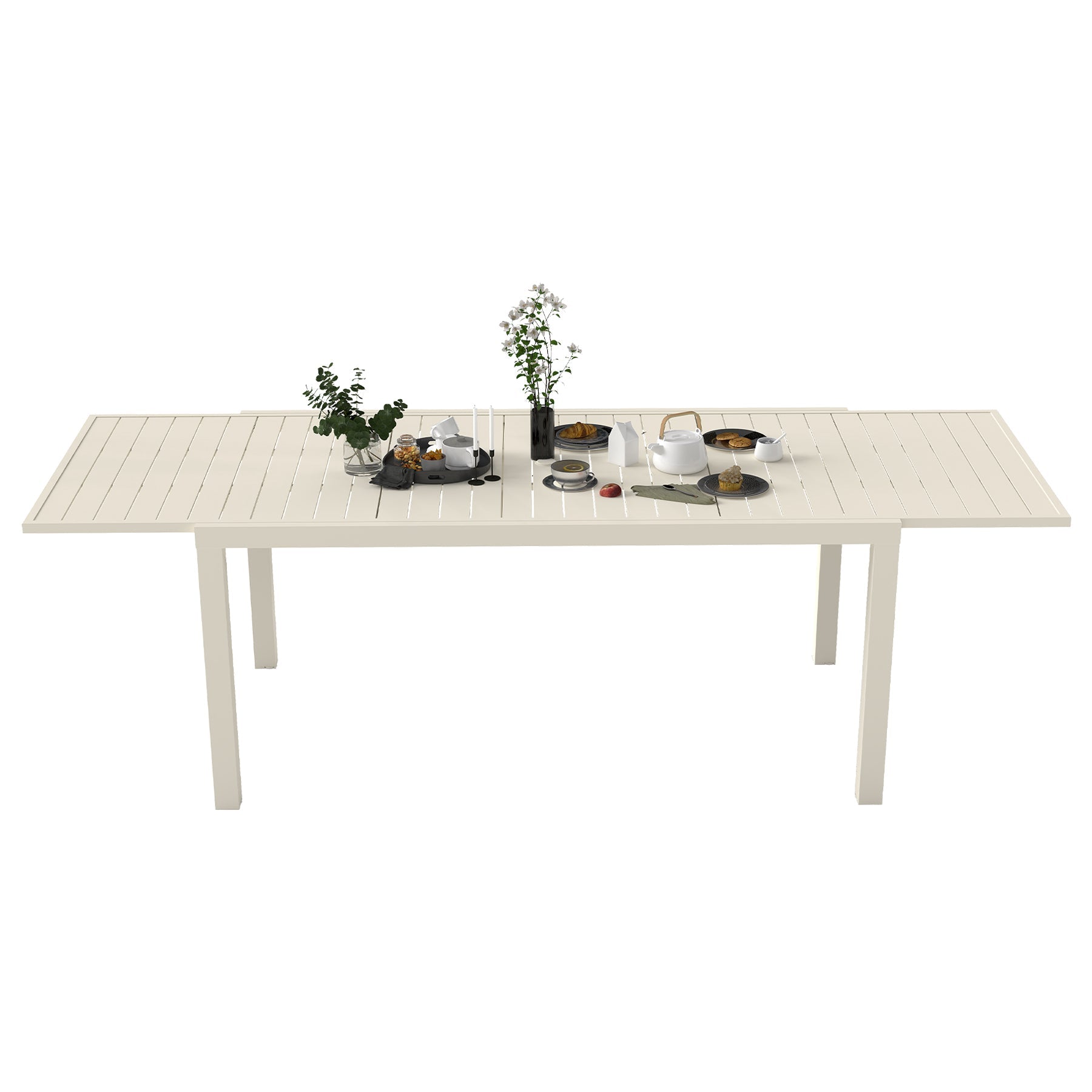 Extendable Aluminum Outdoor Dining Table - 97.2'L