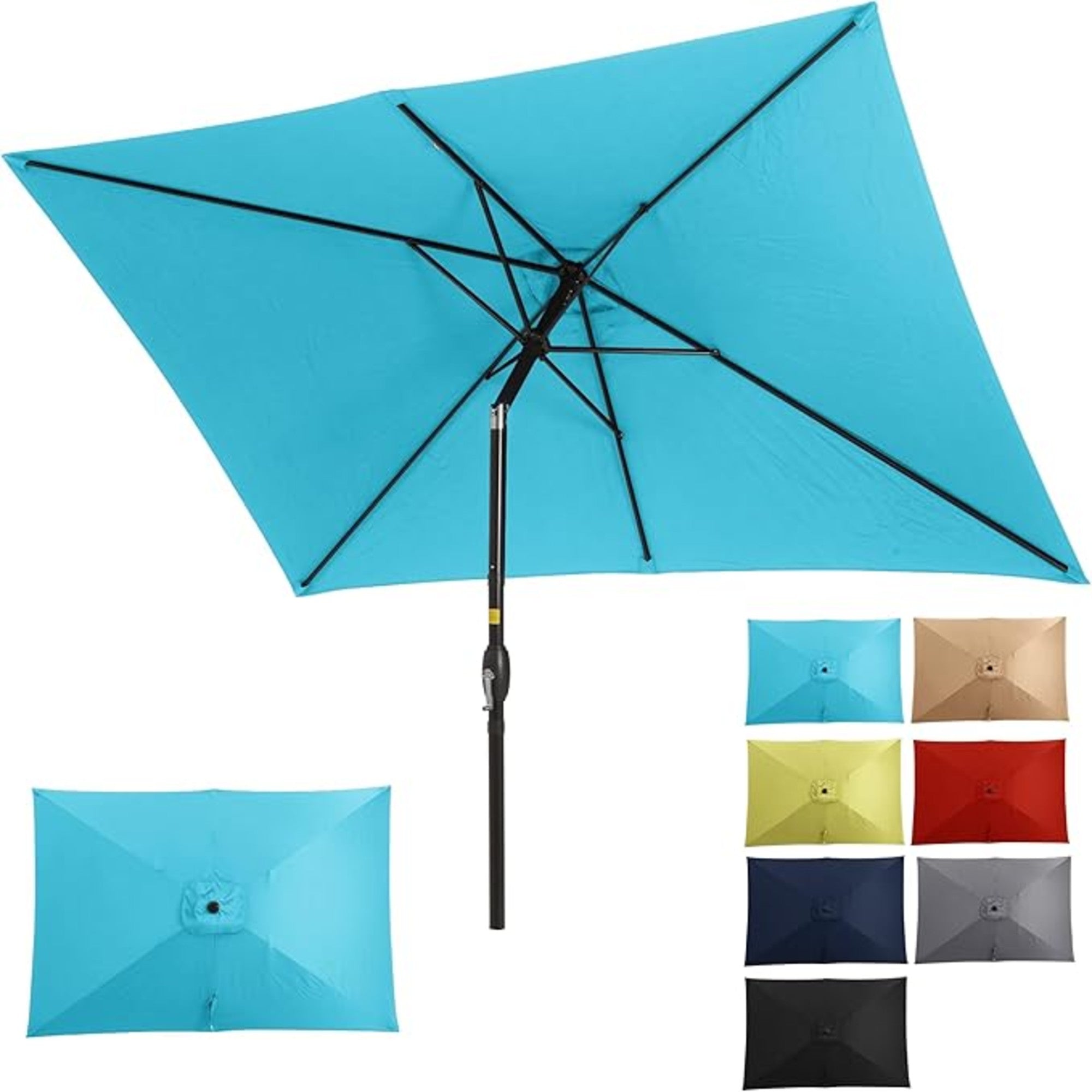 6.5 x 10 ft Rectangular Patio Umbrella with Crank, Base Not Included