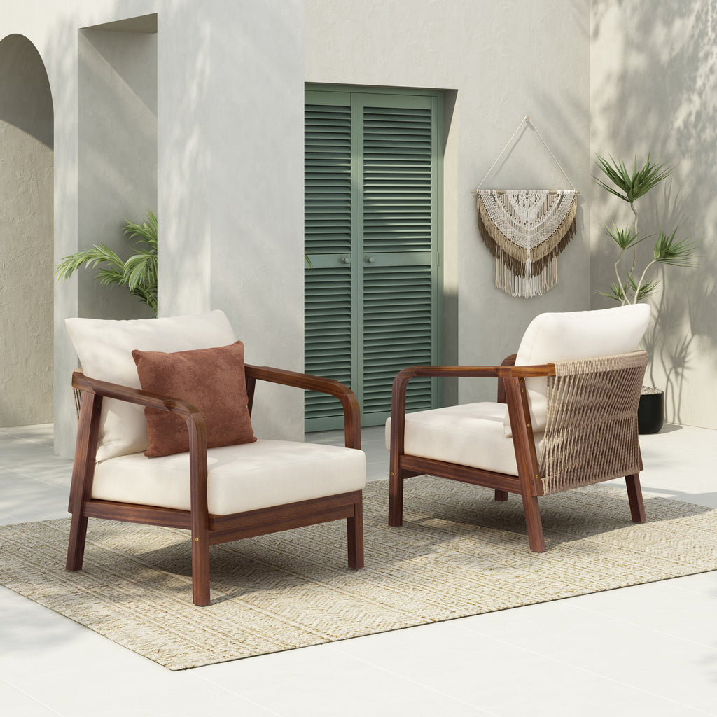 Calder Outdoor Lounge Chair with Woven Backrest