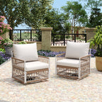 Caspian Outdoor Handwoven Rope Accent Swivel Chairs, Set of 2