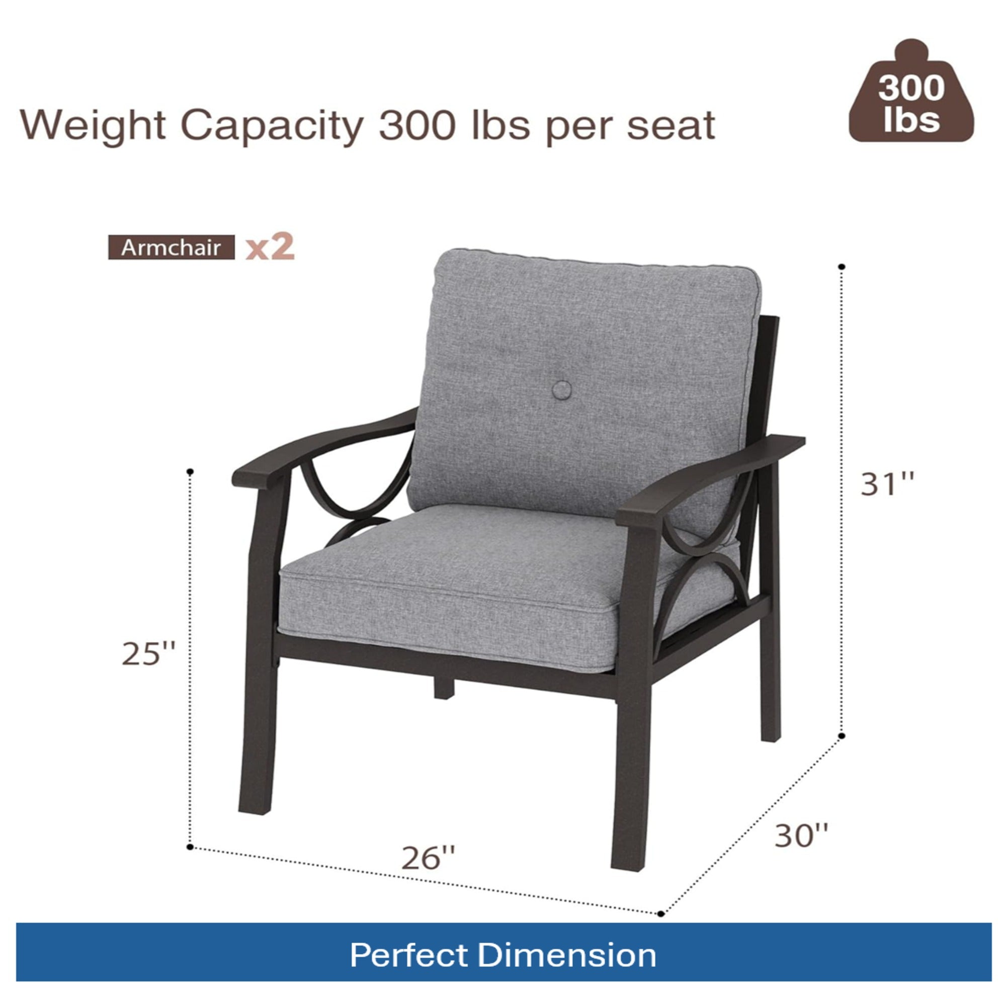 Marisol All-Weather Metal Armchairs, Set of 2