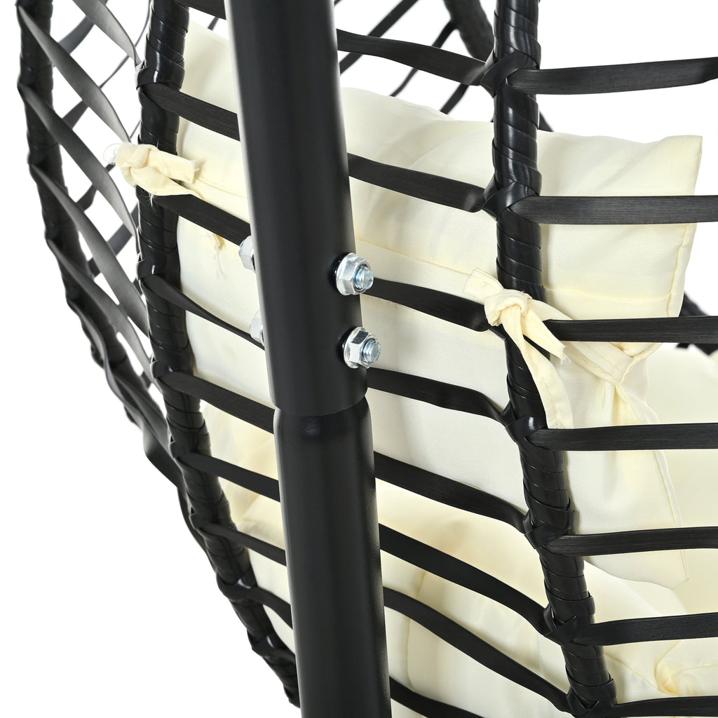 Folding Hanging Swinging Egg Chair with Stand & Tufted Cushion