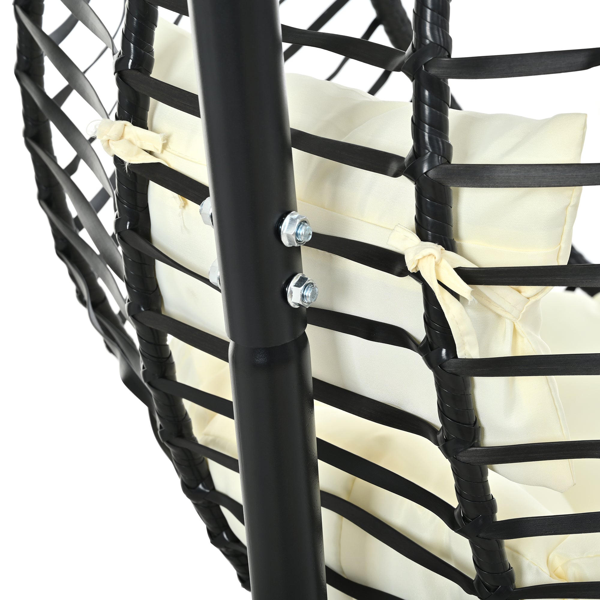 Folding Hanging Swinging Egg Chair with Stand & Tufted Cushion