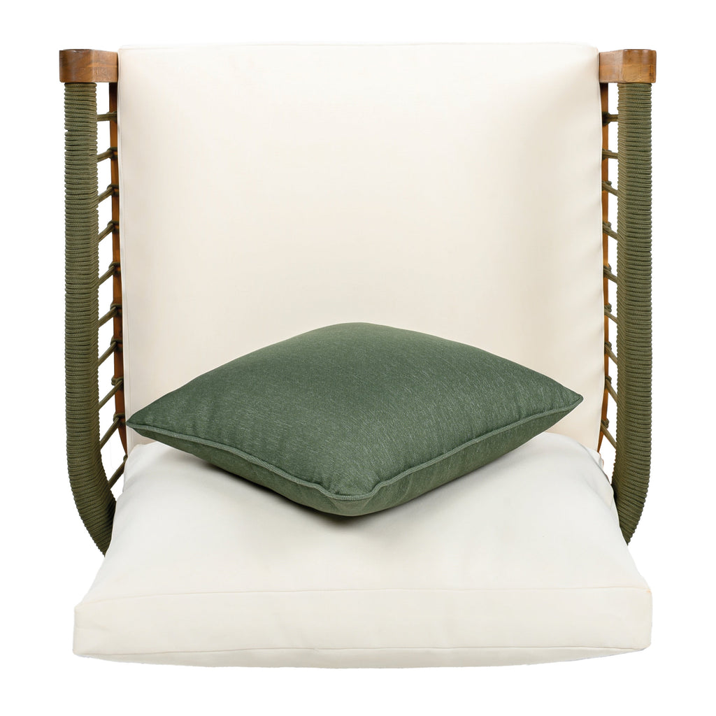 Azari Outdoor Acacia Wood Club Chair with Handwoven Rope Accents & Curved Backrest