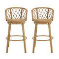 Bohemia Outdoor Brown Wicker Bar Stools, Set of 2