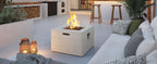Outdoor Square Fire Pit with Steel Burner, Lava Rocks and Cover