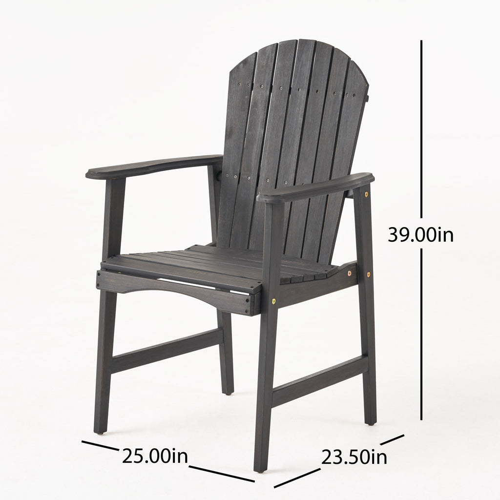 Outdoor Weather Resistant Acacia Wood Adirondack Dining Chairs, Set of 2