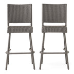 29" Outdoor Rattan Armless Barstools, Set of 2