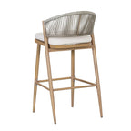 Outdoor Metal Frame Stools with Scallop-Shaped Backrest & Water-Resistant Cushions, Set of 2