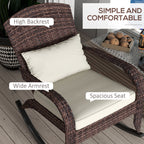 Outdoor Wicker Adirondack Rocking Chair with High Back & Seat Cushion