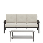 Marisol 2 Piece Outdoor Patio Set, 70" All-Weather Metal 3-Seat Sofa and Coffee Table
