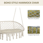 Visioned Outdoor Hanging Hammock Swing Chair with Macrame Design and Soft Cushion
