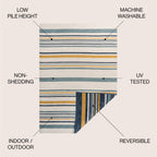 Janus Classic Coastal Ticking Stripe Reversible Machine-Washable Indoor/Outdoor Runner Rug