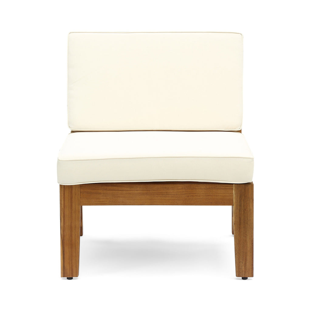 Grenada Outdoor Acacia Wood U-Shape Armless Sectional Sofa