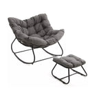 All-Weather Wicker Egg Rocking Chair with Ottoman