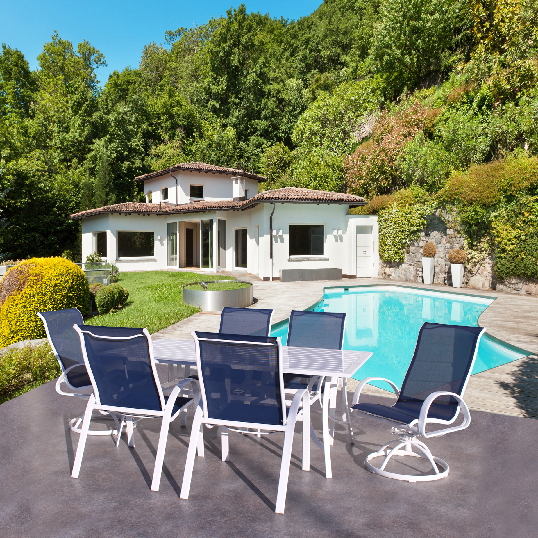 Dublin Cobalt Sling Patio Dining Sets
