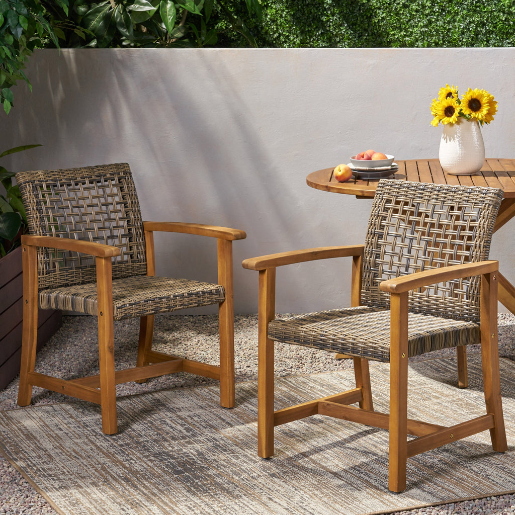 Hampton Outdoor Rattan Dining Chairs, Set of 2