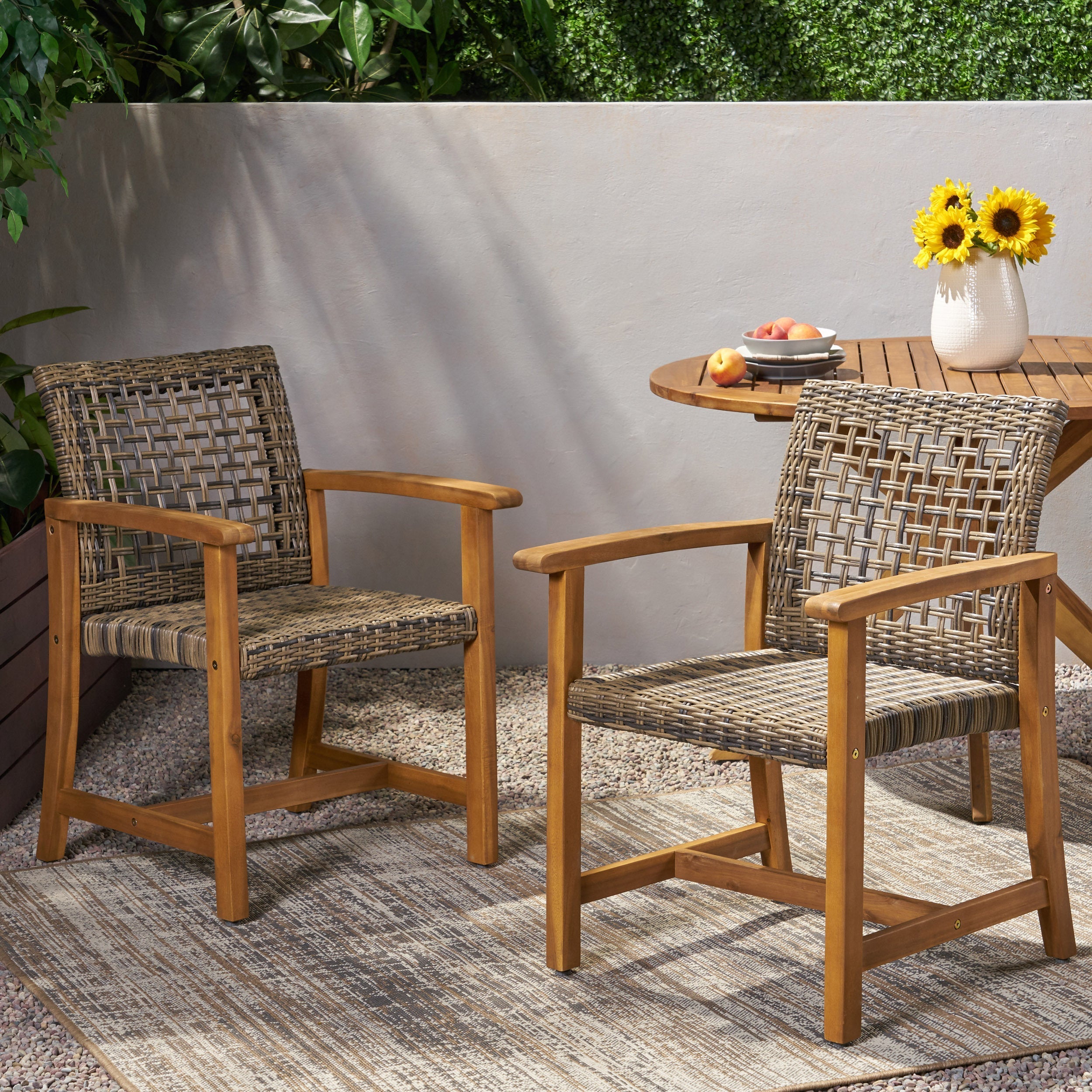 Hampton Outdoor Rattan Dining Chairs, Set of 2