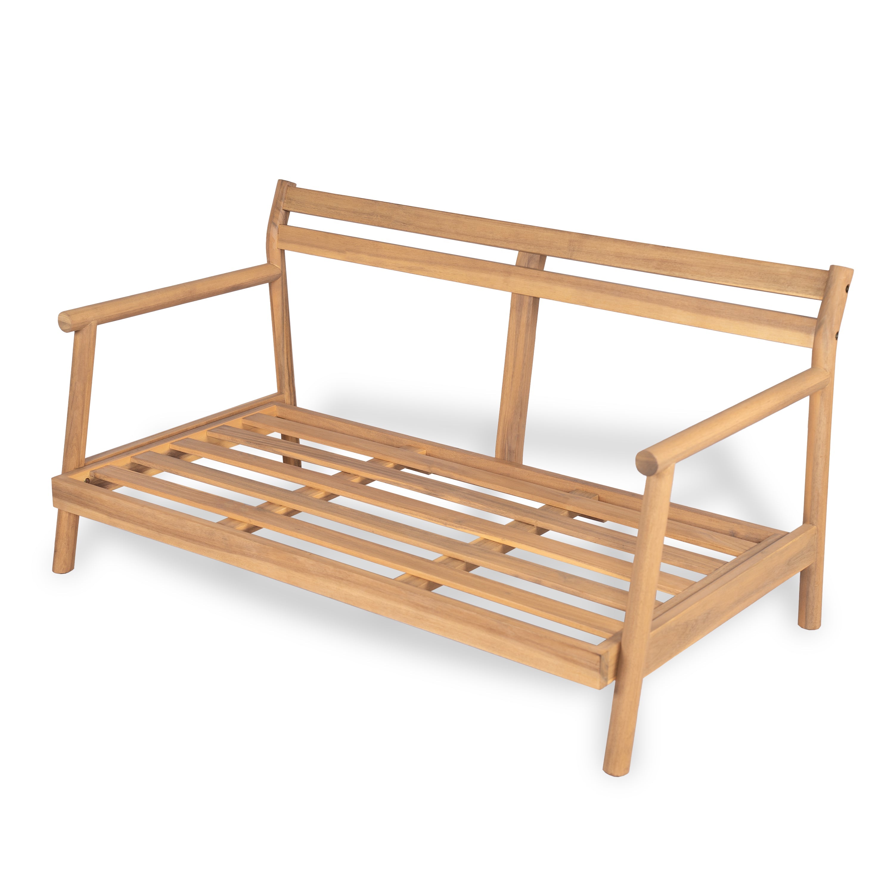 Indira Outdoor Acacia Wood Loveset Sofa with Water-Resistant Cushion
