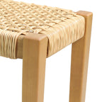 Outdoor Bench with Faux Rattan Seat and Wood Frame