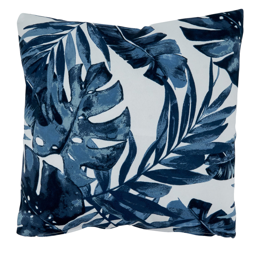 Outdoor Polyester Filled Throw Pillow With Blue Tropic Design