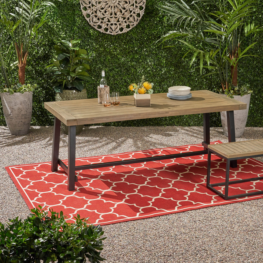 Acacia Wood Rectangular Outdoor Dining Table