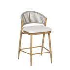 Outdoor Metal Frame Stools with Scallop-Shaped Backrest & Water-Resistant Cushions, Set of 2