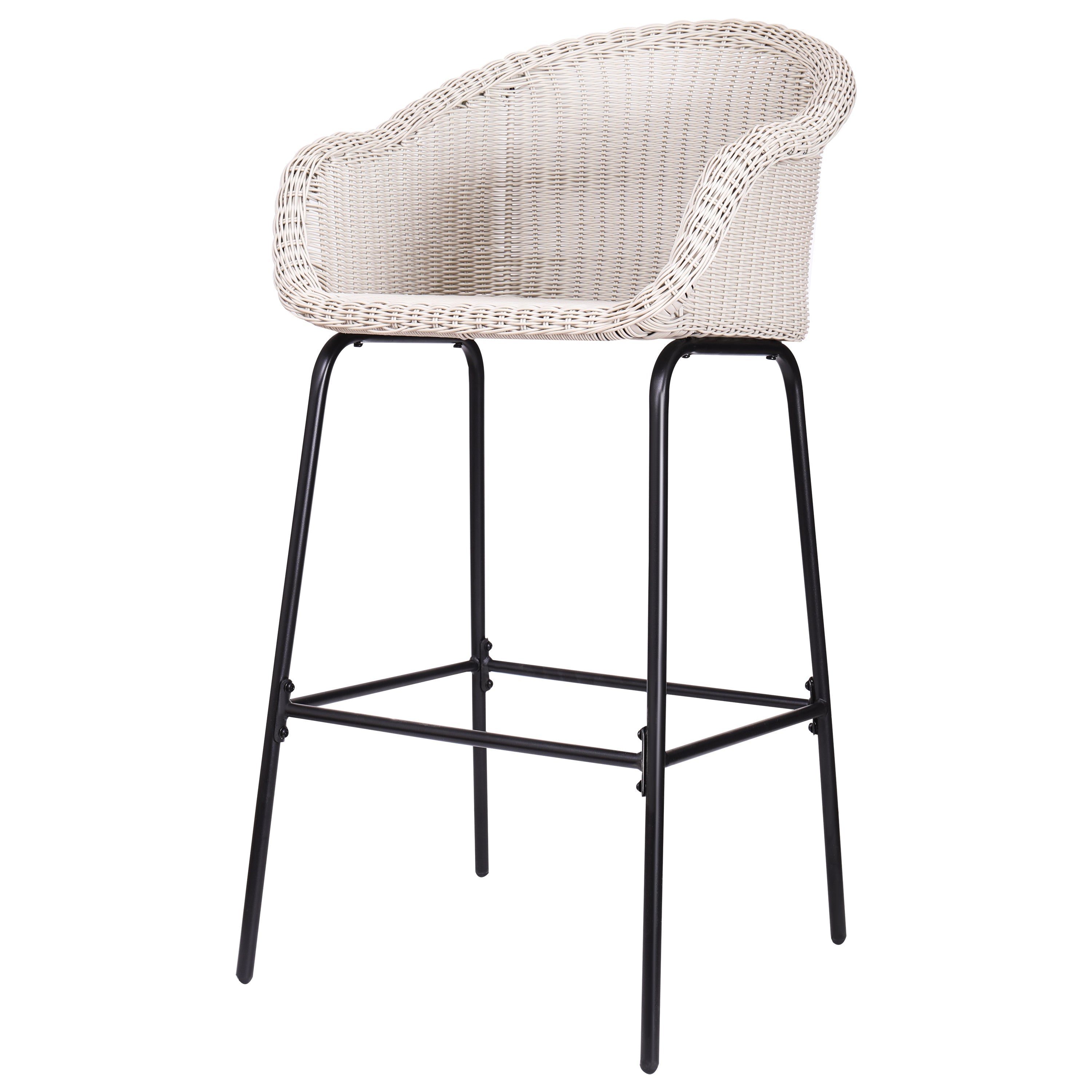 Ladd Outdoor Metal Wicker Barstool, Set of 2
