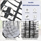 Foldable Rattan Egg Swing Chair with Iron Frame, Plush Cushion & Removable Headrest