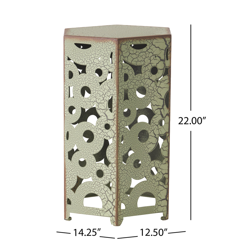 Wistfulness Outdoor Accent Table with Crackle Pattern and Iron Frame, Set of 2