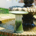 17'' Green Ombre Ceramic Bird Bath