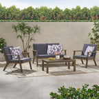 Brixton Outdoor Acacia Wood 4 Seater Chat Set with Cushions