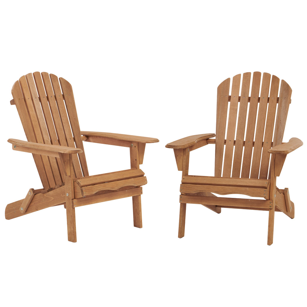 Outdoor Wooden Folding Adirondack Chair, Set of 2