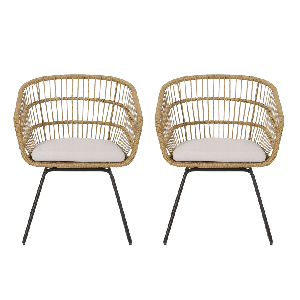 Outdoor Chair with Sled Legs and Curved Frame, Set of 2