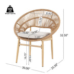 Cyril Outdoor Wicker Papasan Style Dining Chair, Set of 2